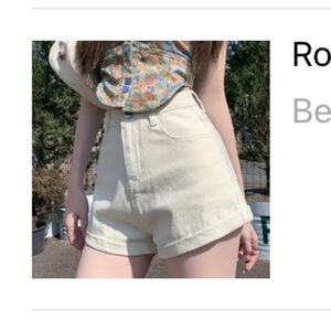 Women's Cream High-Waisted Shorts